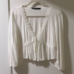 Zara Cream Lace Detail Blouse